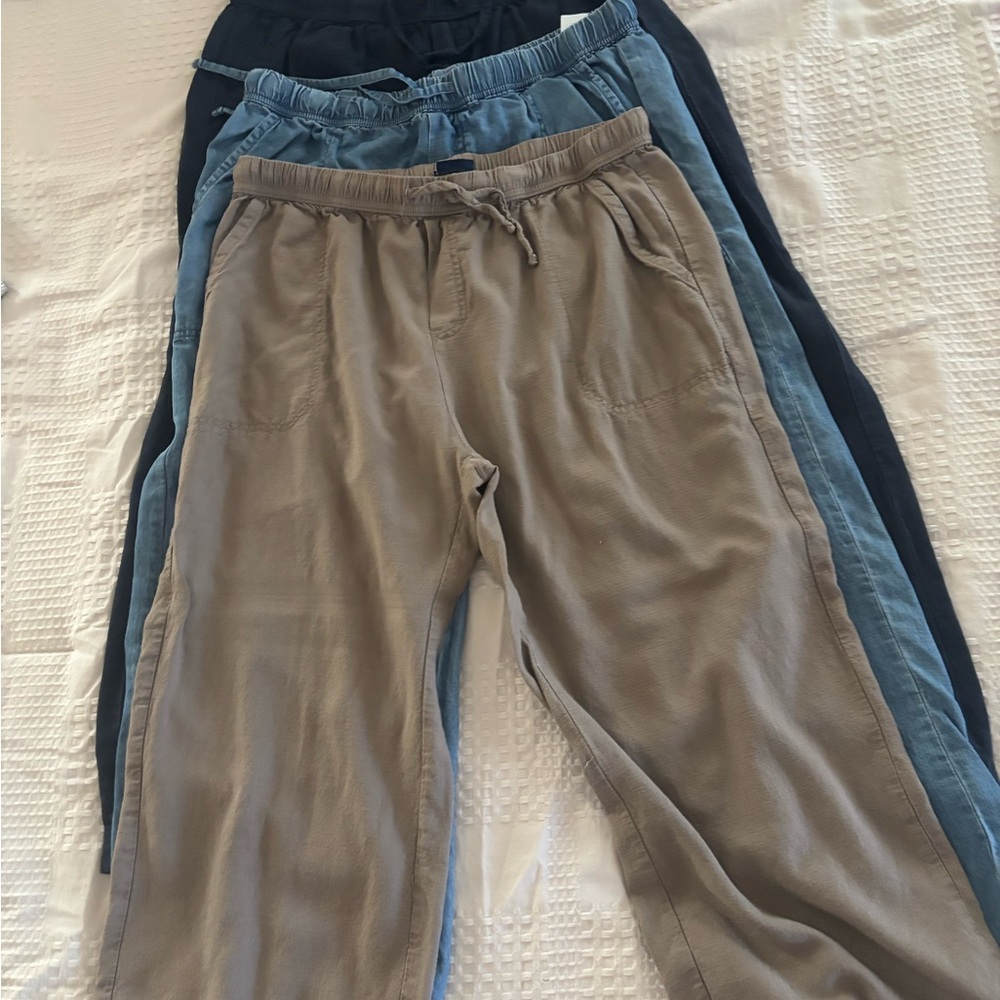 Bundle of 3 Crop Pants Trio in Taupe, Light Blue & Navy